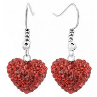 Oorbellen Strass Hart Rood